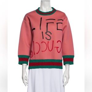 Gucci Graphic Print Scoop Neck Sweater-XS